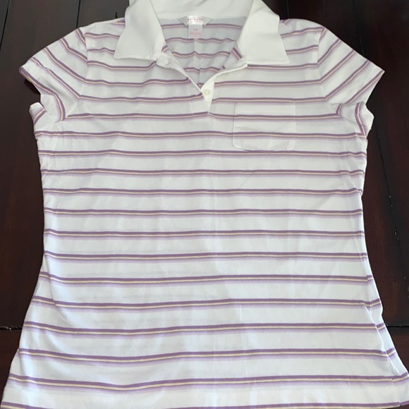 Arizona Jean Company Tops - Arizona Jean Company White and Purple Striped Button Down Shirt